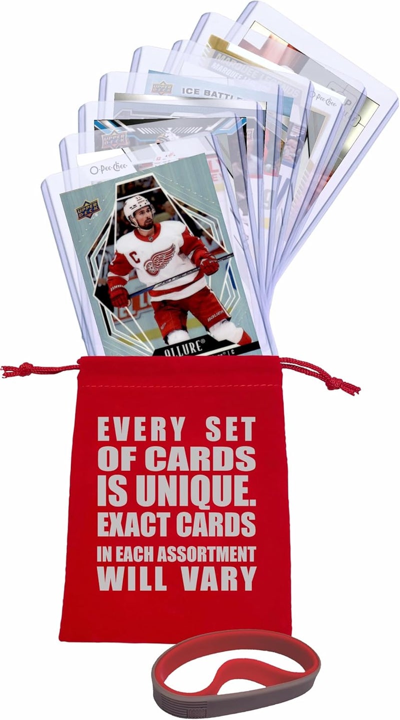 Chaser Detroit Red Wings Cards: Dylan Larkin, Moritz Seider, Cam Talbot, Alex DeBrincat, Andrew Copp, Lucas Raymond, Sergei Fedorov, Steve Yzerman ASSORTED Hockey Stars & GOATs Trading Card & Wristbands Gift Pack - Image 5
